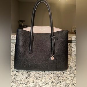 Kate Spade Margaux Large Pebbled Leather Tote Black Blush Interior - Strap/Dusty